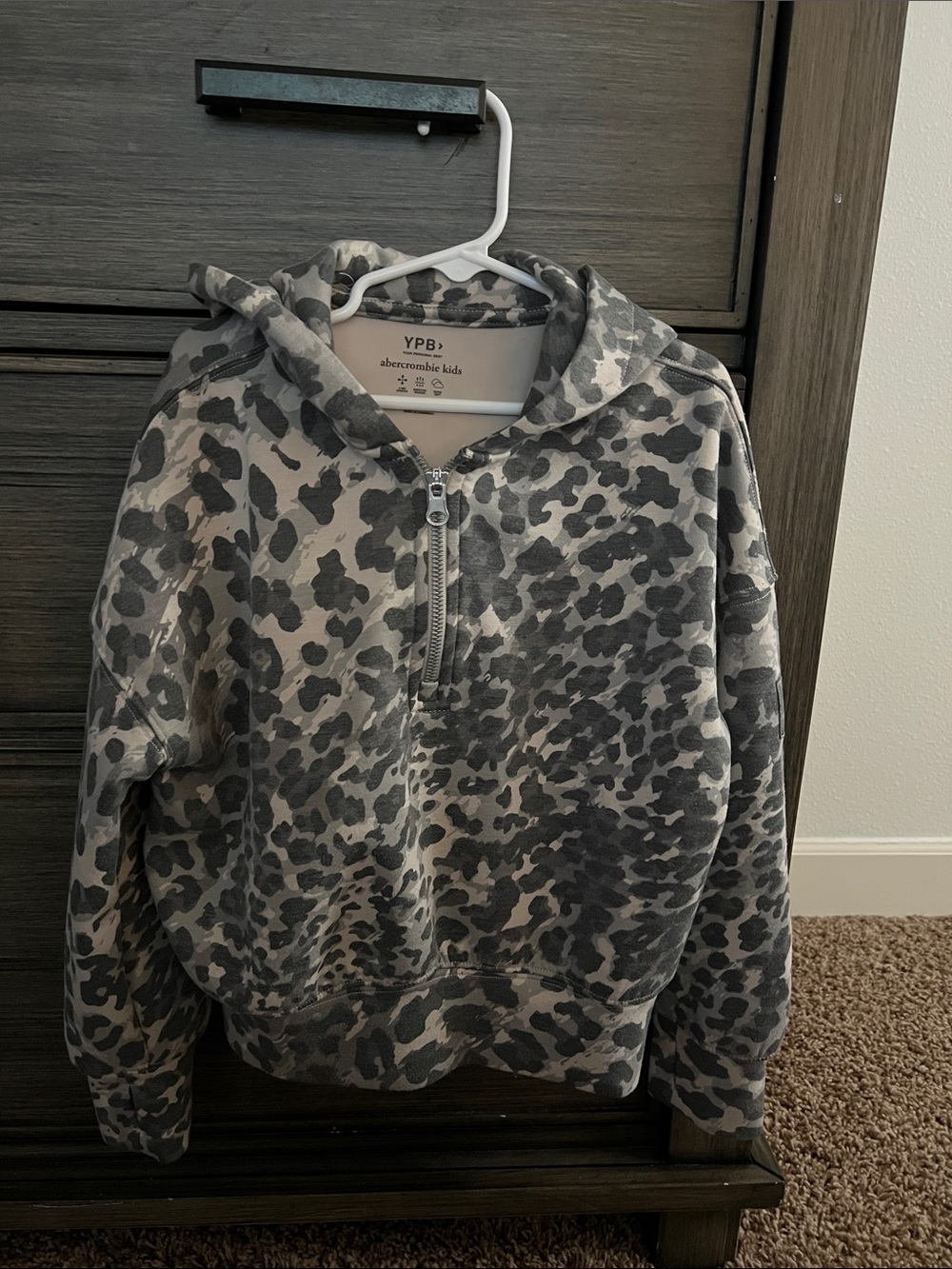abercrombie kids Grey Camo Half-Zip Hoodie Jacket